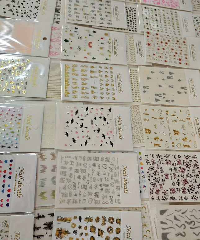 KissICON 30pcs KissIcon 3D Nail Stickers - Self-Adhesive Floral Designs