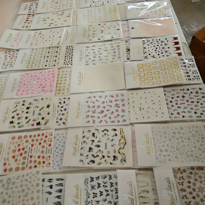 KissIcon 3D Nail Stickers - Self-Adhesive Floral Designs