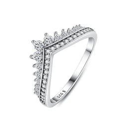 KissICON 31 / 8 Original 925 Sterling Silver Ring Love Heart Wishbone Moon Sun Rings Crystal Rose Gold For Women Wedding Gift Luxury Jewelry