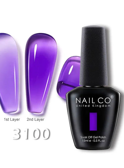KissICON 3100 💋 Nailco 15ml Translucent Gel Polish-Natural Resin Formula