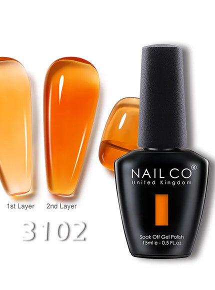 KissICON 3102 💋 Nailco 15ml Translucent Gel Polish-Natural Resin Formula