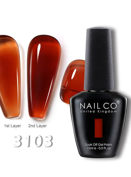 KissICON 3103 💋 Nailco 15ml Translucent Gel Polish-Natural Resin Formula
