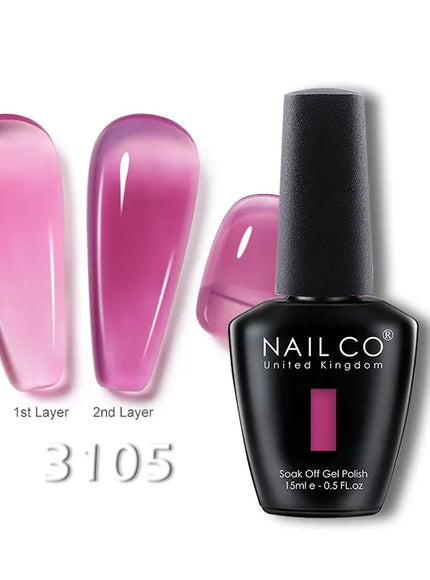 KissICON 3105 💋 Nailco 15ml Translucent Gel Polish-Natural Resin Formula