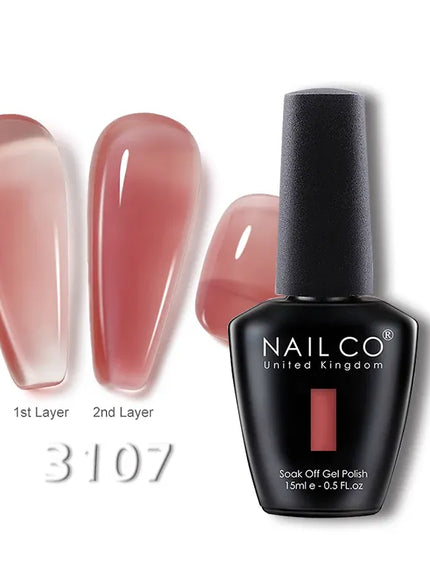 KissICON 3107 💋 Nailco 15ml Translucent Gel Polish-Natural Resin Formula