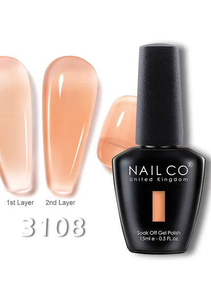 KissICON 3108 💋 Nailco 15ml Translucent Gel Polish-Natural Resin Formula