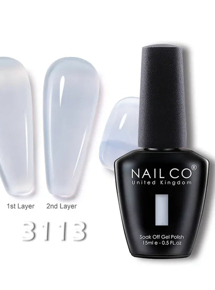 KissICON 3113 💋 Nailco 15ml Translucent Gel Polish-Natural Resin Formula