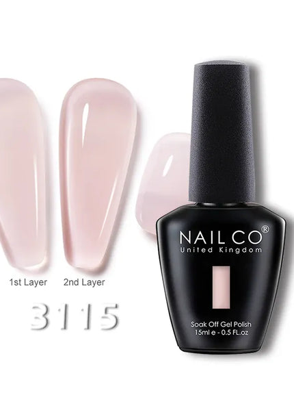 KissICON 3115 💋 Nailco 15ml Translucent Gel Polish-Natural Resin Formula