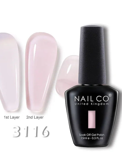 KissICON 3116 💋 Nailco 15ml Translucent Gel Polish-Natural Resin Formula