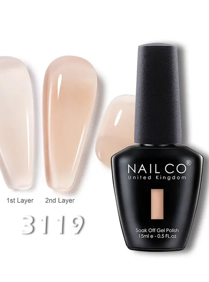 KissICON 3119 💋 Nailco 15ml Translucent Gel Polish-Natural Resin Formula