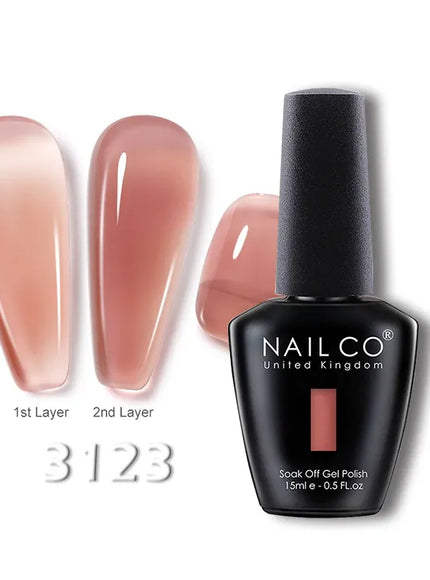 KissICON 3123 💋 Nailco 15ml Translucent Gel Polish-Natural Resin Formula