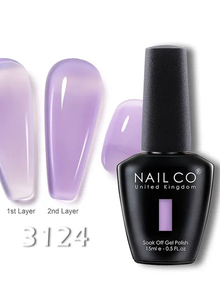 KissICON 3124 💋 Nailco 15ml Translucent Gel Polish-Natural Resin Formula