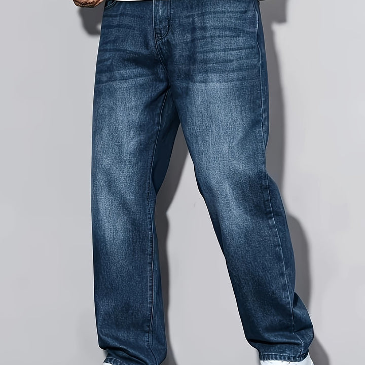 2026SS Plus Vintage Washed Blue Loose Stretch Jeans