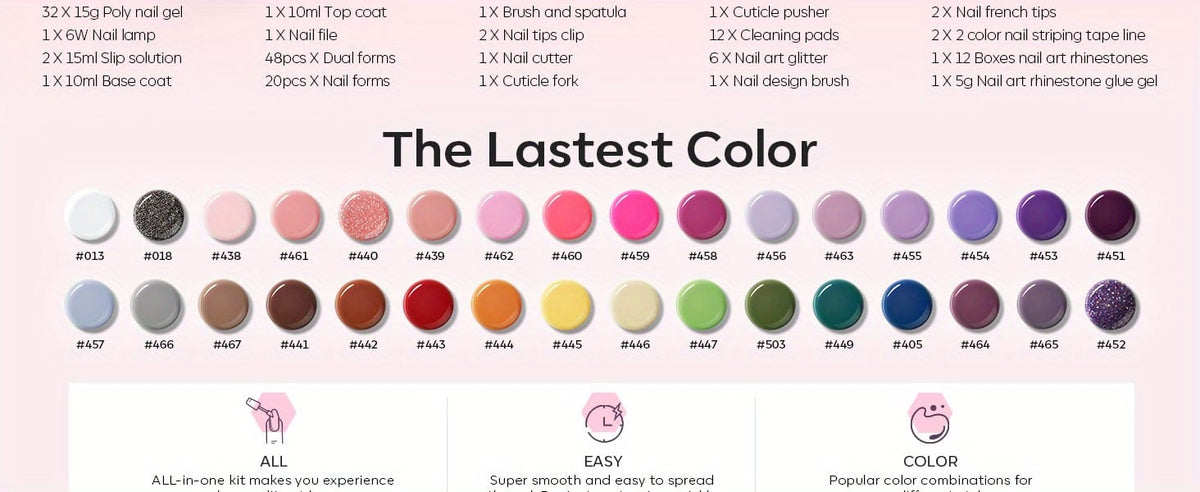 KissICON 32 Colors All Seasons KissIcon Modelones 133pcs Poly Gel Nail Kit With