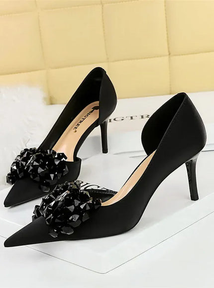 KissICON 3226-AH27 Black / 41 / CHINA 2024 New Rhinestone Women Pumps Bow knot Retro