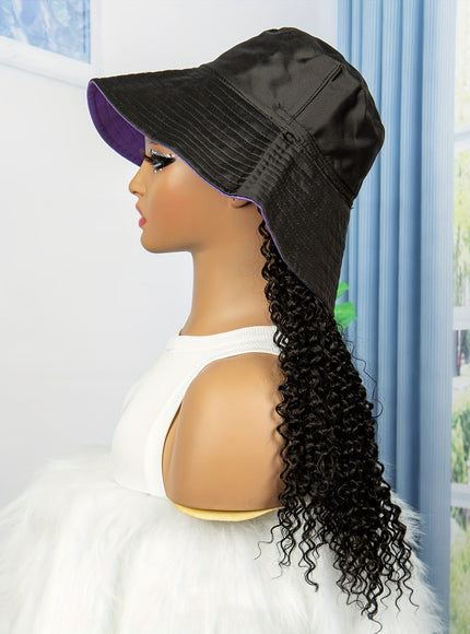 Kissicon Hat Wig Long Curly Heat