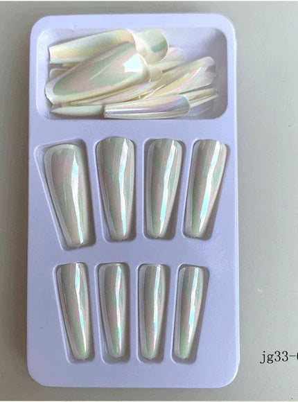KissICON 33-02 Long Press On Nails T-shape French Oval Fake