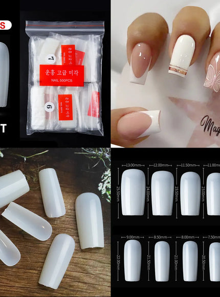 KissICON 33 Natural / CHINA Mid Length Press On Nails Clear Natural 500pcs