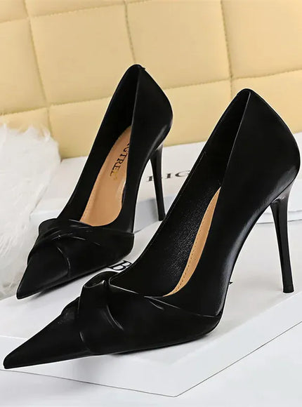 KissICON 3391-3 Black 10cm / 37 / CHINA Women Luxury Suede Shallow Mouth Pointed Toe Thin