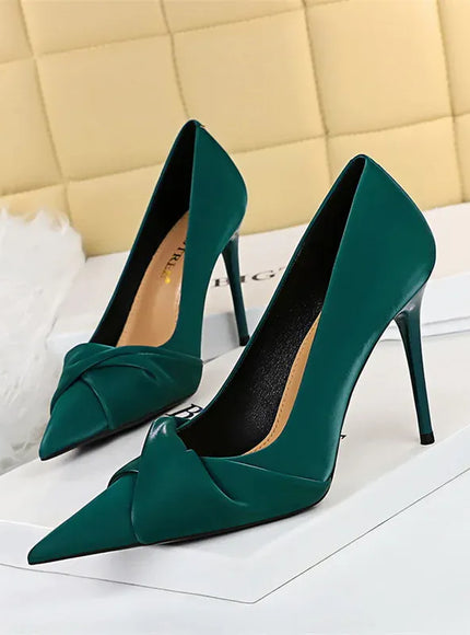 KissICON 3391-3 Green 10cm / 41 / CHINA Women Luxury Suede Shallow Mouth Pointed Toe Thin