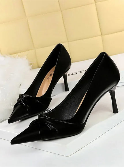 KissICON 3391-A3 Black 7cm / 34 / CHINA Women Luxury Suede Shallow Mouth Pointed Toe Thin