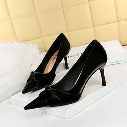 KissICON 3391-A3 Black 7cm / 34 / CHINA Women Luxury Suede Shallow Mouth Pointed Toe Thin