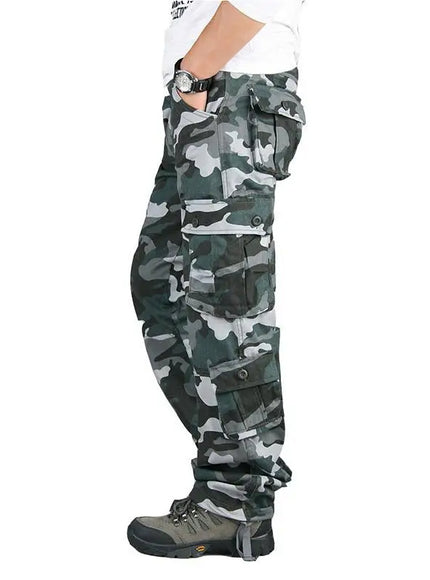 KissICON 36 / 118 Blue Camo Durable Mens Cotton Cargo Overalls for Outdoor Work  Hiking