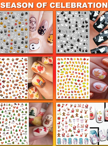 KissICON 36 Festive Nail Art Decals Kiss Icon 36 Sheets Holiday Nail Art Stickers
