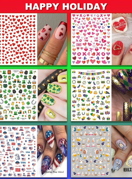 KissICON 36 Festive Nail Art Decals Kiss Icon 36 Sheets Holiday Nail Art Stickers