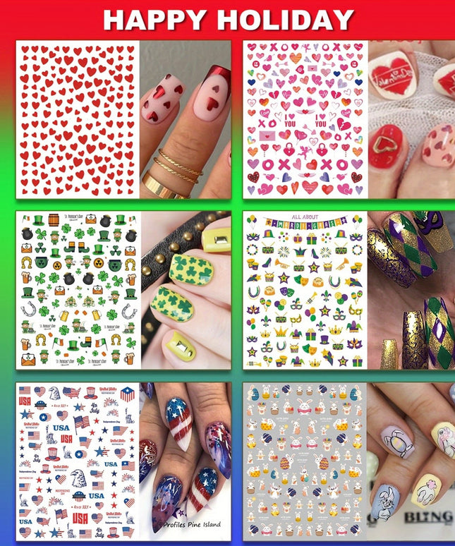 KissICON 36 Festive Nail Art Decals Kiss Icon 36 Sheets Holiday Nail Art Stickers