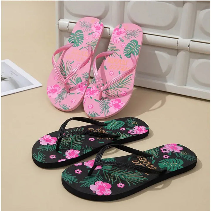 Lovely Flip Flop Tropical Leaves Hibiscus Leisure Beach