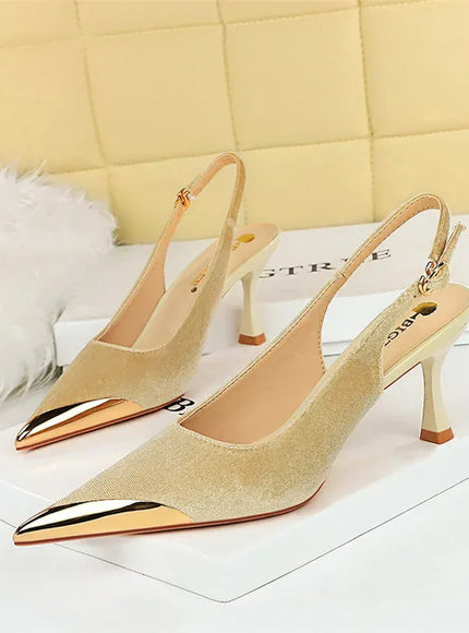KissICON 3716-6 Apricot / 39(Foot24.5cm) / CHINA Elegant Women Green High Heel Velvet Pumps Wedding