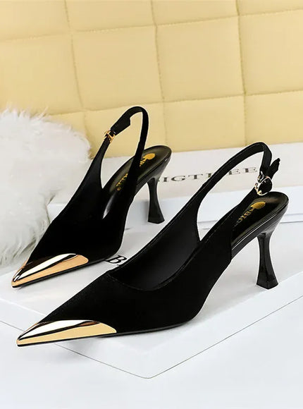 KissICON 3716-6 Black / 38(Foot24cm) / CHINA Elegant Women Green High Heel Velvet Pumps Wedding