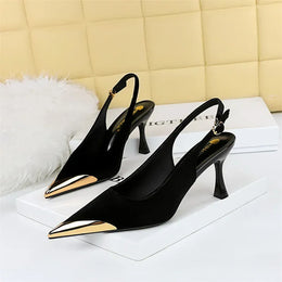 KissICON 3716-6 Black / 38(Foot24cm) / CHINA Elegant Women Green High Heel Velvet Pumps Wedding