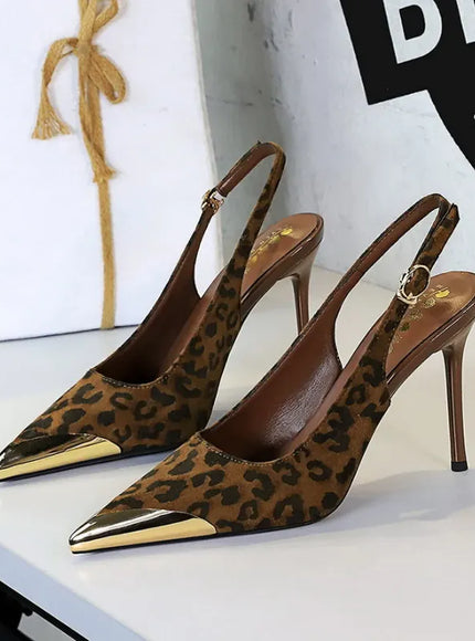 KissICON 373-32 Leopard / 40 / CHINA European American Style Metal Pointed High Heels Slim