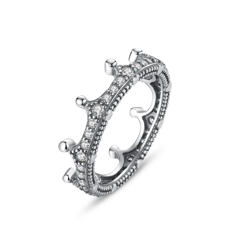 KissICON 38 / 8 Original 925 Sterling Silver Ring Love Heart Wishbone Moon Sun Rings Crystal Rose Gold For Women Wedding Gift Luxury Jewelry
