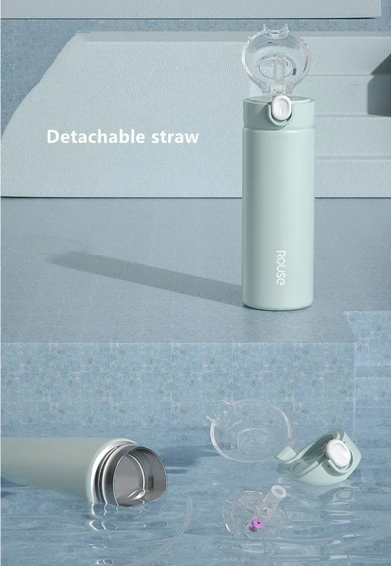 KissICON 380ml Stainless Steel Vacuum Flask Straw