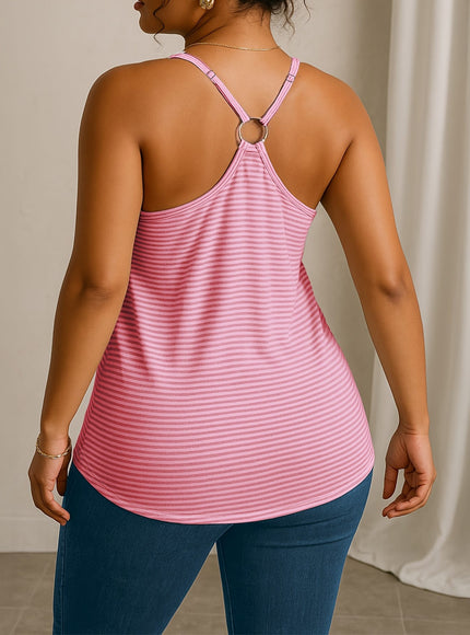 Plus Size Women's Striped Button-Front Tank Top -
