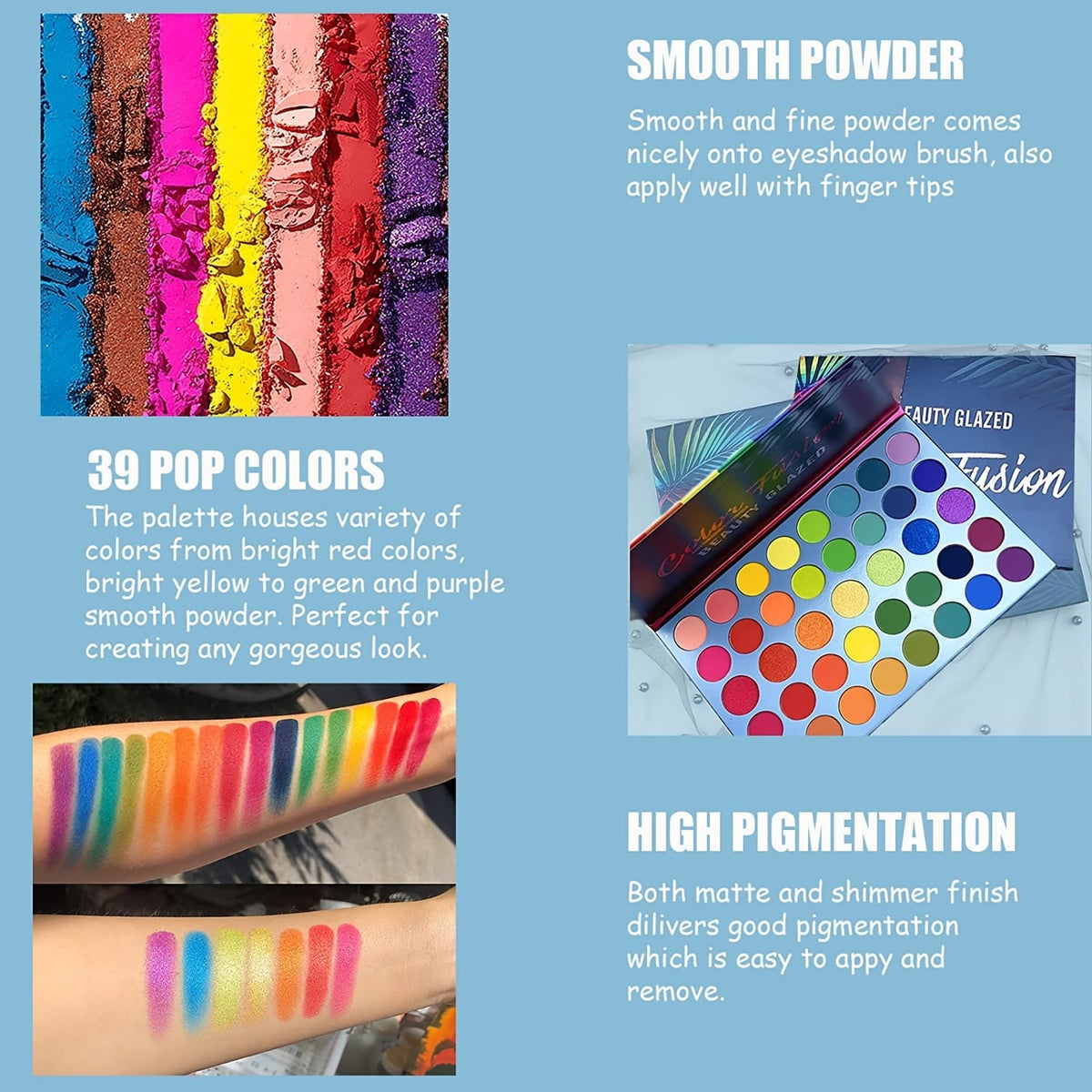 KissICON 39 Colors 39-color Ultra Pigmented Rainbow Eyeshadow Palette Matte