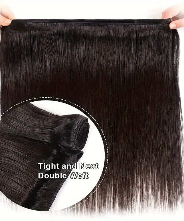 Kissicon Brazilian Straight Hair Bundles Lace Virgin Bra