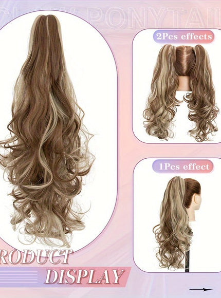 KissIcon Balayage Brown Ponytail Extension 18in Claw Clip