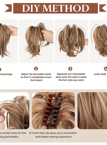 KissIcon Claw Clip Bun Hair Extensions - Bendable