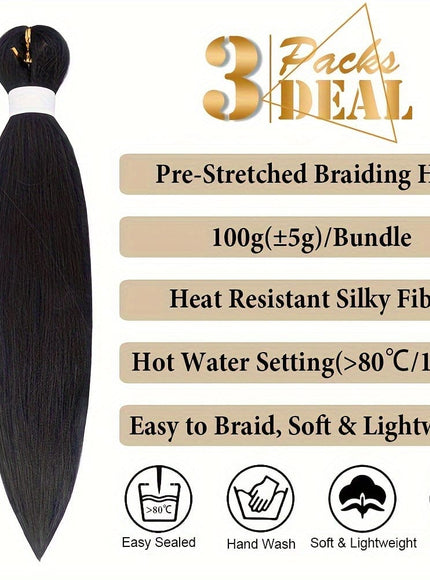 KissIcon Pre Stretched Hair 26 Black Yaki -