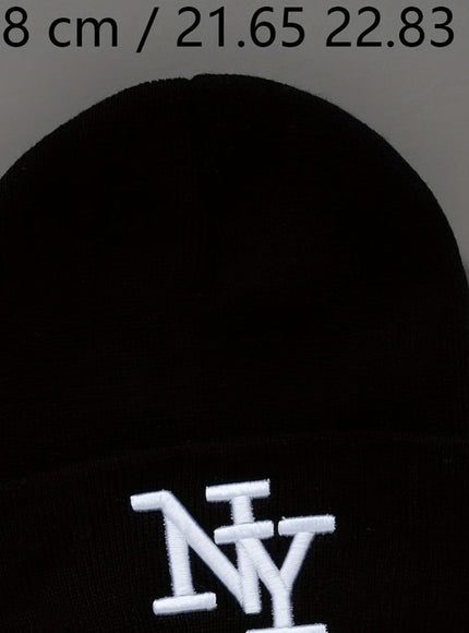 jkthpu-45 3Pack Unisex Black Knit Beanies Embroidered NY Logo