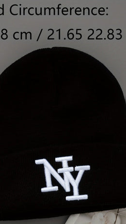 jkthpu-45 3Pack Unisex Black Knit Beanies Embroidered NY Logo