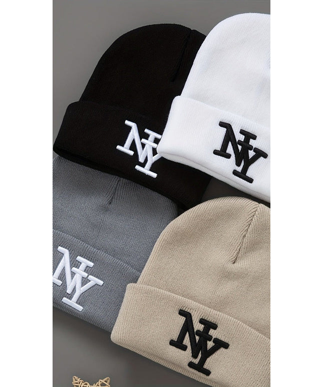 jkthpu-45 3Pack Unisex Black Knit Beanies Embroidered NY Logo