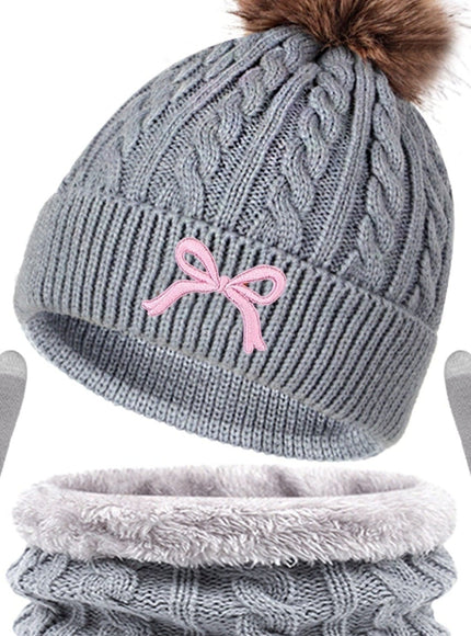 jkthpu-45 3Pc Womens Cozy Winter Hat Scarf Gloves Set