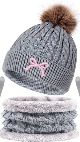 jkthpu-45 3Pc Womens Cozy Winter Hat Scarf Gloves Set