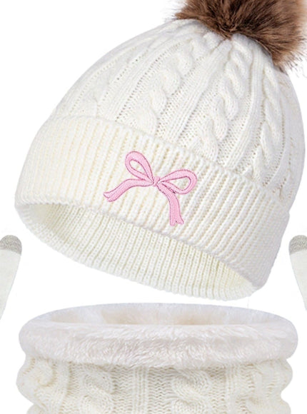 jkthpu-45 3Pc Womens Cozy Winter Hat Scarf Gloves Set