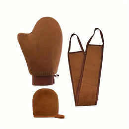 KissICON 3Pcs(Brown) 💋 Sunless Self Tan Mitt Kit - Reusable