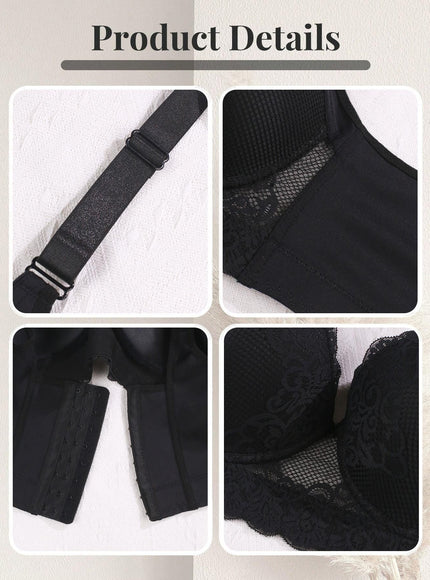 KissICON 3pcs Curve Women's Black Lace Bras –